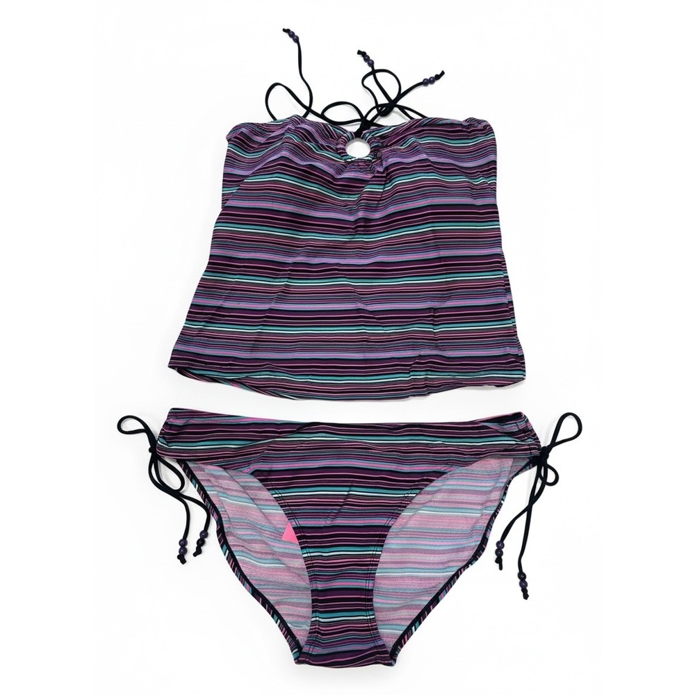 Choice By Blue Wave Tankini Swimsuit Women's Size 16 Stripe 2 Piece Swim Set
